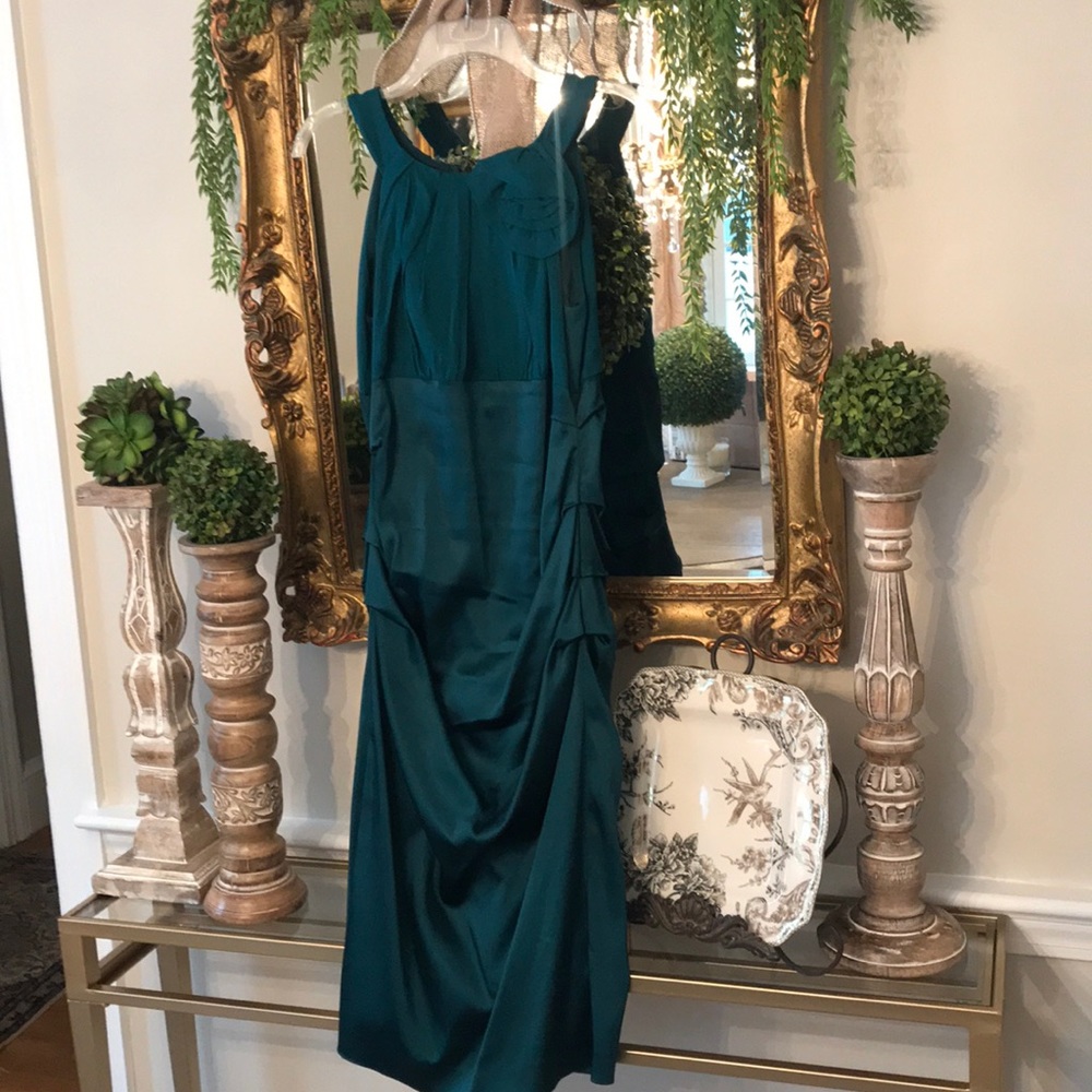 Teal satin dress